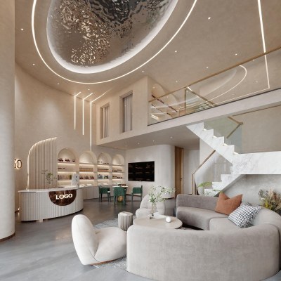 侘寂美容SPA店前厅3D模型下载